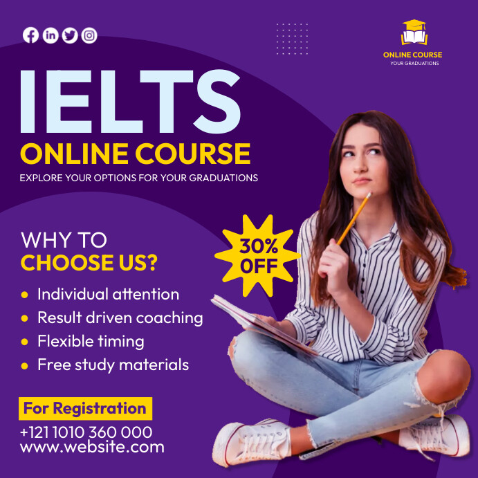 IELTS Course Ad Template | PosterMyWall