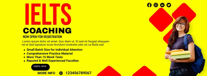 ielts flyer, study abroad brochure,educationa Facebook Cover Photo template
