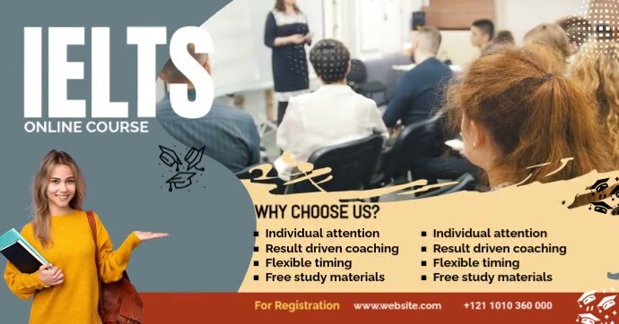 IELTS Online Course Ad Imagem partilhada do Facebook template