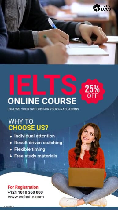 IELTS Online Course Ad Template | PosterMyWall