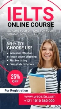 IELTS Online Course Ad Ecrã digital (9:16) template