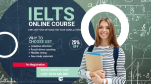 Blå IELTS Online Course Digital Display Template