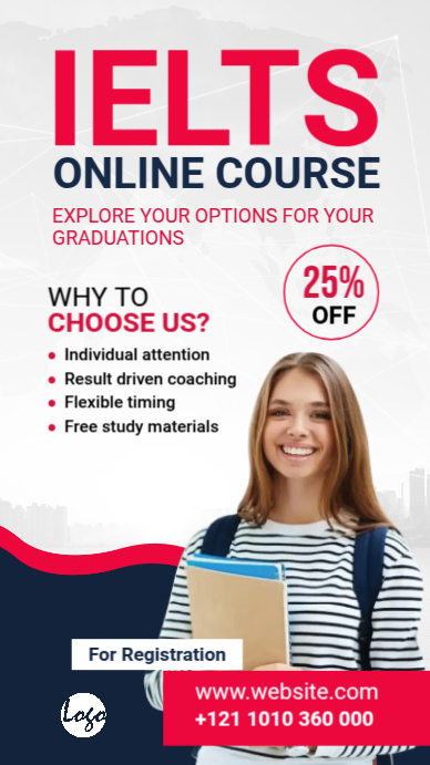 IELTS Online Course Ad เรื่องราวบน Instagram template
