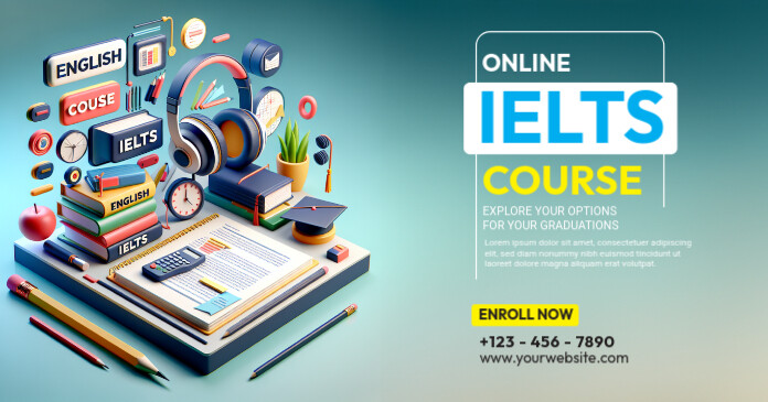 IELTS Online Course Ad Ibinahaging Larawan sa Facebook template