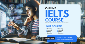 IELTS Online Course Ad Facebook Shared Image template