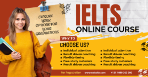 Orange IELTS Online Course Promotion Gambar Bersama Facebook Template