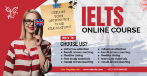 白色 IELTS Online Course Facebook begivenhed cover Template