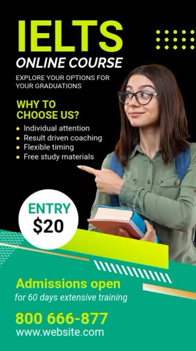 Ielts Online Course banner ad Template | PosterMyWall