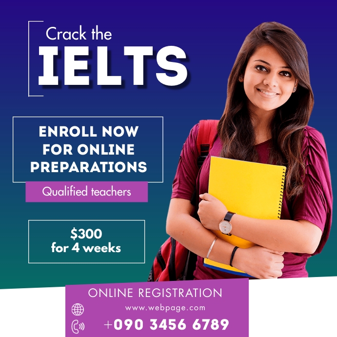 IELTS ONLINE SCHOOL Template | PosterMyWall