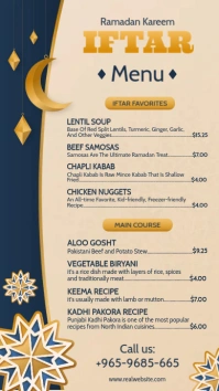 Iftar digital signage menu template Digitalanzeige (9:16)