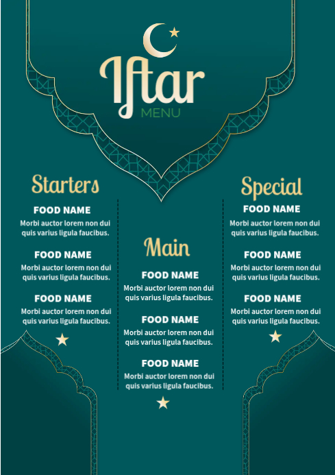 Iftar Menu Design Template | PosterMyWall