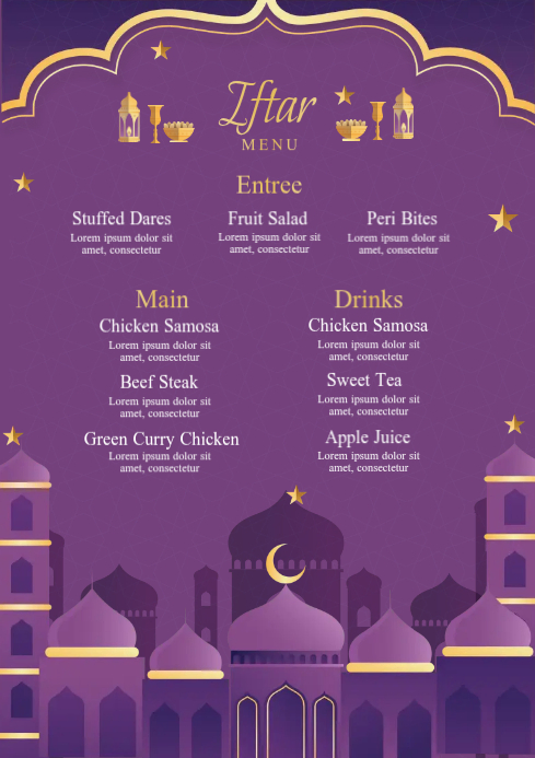 Iftar Menu Template Design | PosterMyWall