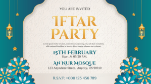 Iftar Party Invitation Banner Flyer Digitale Vertoning (16:9) template
