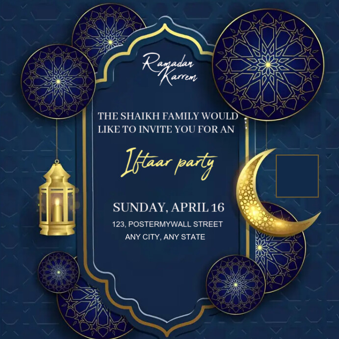 iftar party invite Publicação no Instagram template