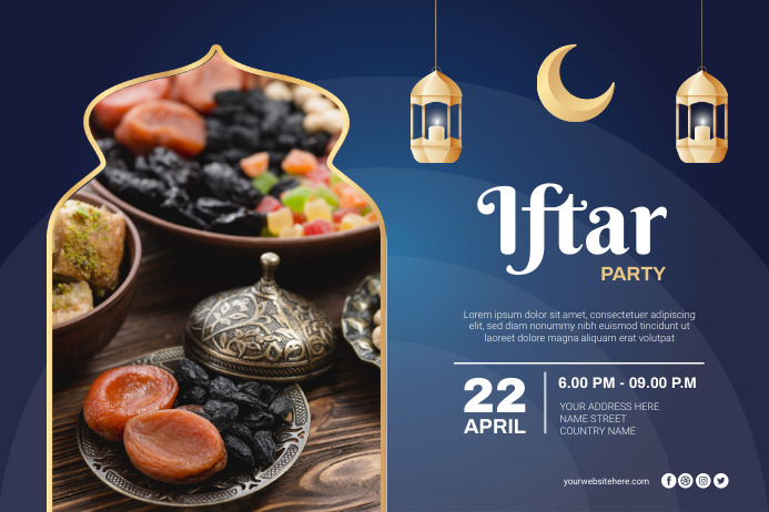 Iftar Party Ramadan Poster Banner Template | PosterMyWall