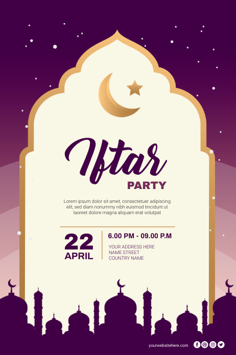 Iftar Party Ramadan Poster Template | PosterMyWall