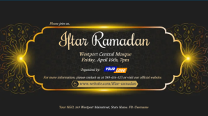 Iftar Ramadan invitation card design Tampilan Digital (16:9) template