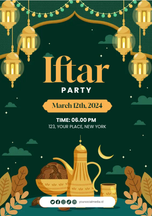 Iftar Ramadan Party Invitation Poster Template | PosterMyWall