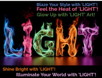 Ignite Your Space with Vibrant 'LIGHT' Flame Art Poster! Volante (Carta US) template