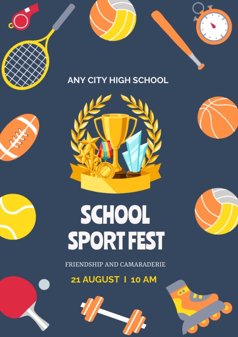 Illustrated School Sport Fest Template | PosterMyWall