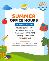 Illustrated School Summer Office Hours Flyer Template Instagram Portrait