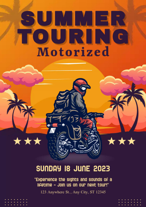 Illustrated Touring Motorized Poster Template | PosterMyWall