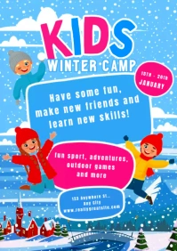 Illustration Kids Winter Camp Poster A2 template
