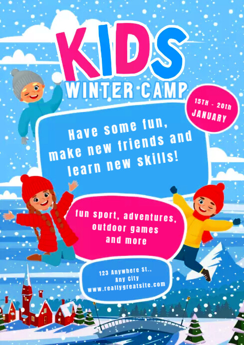 Illustration Kids Winter Camp Poster Template | PosterMyWall