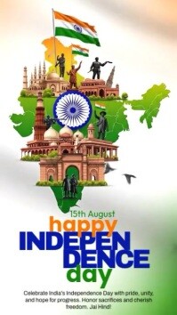 Illustrative 15 August Independence Day of India Instagram Story template