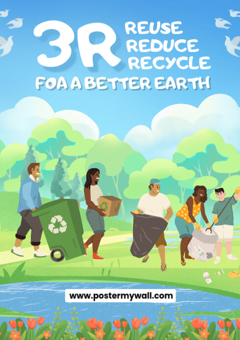 Example 3r Banner Design Illustrative 3r For A Better Earth A4 เทมเพลต | PosterMyWall