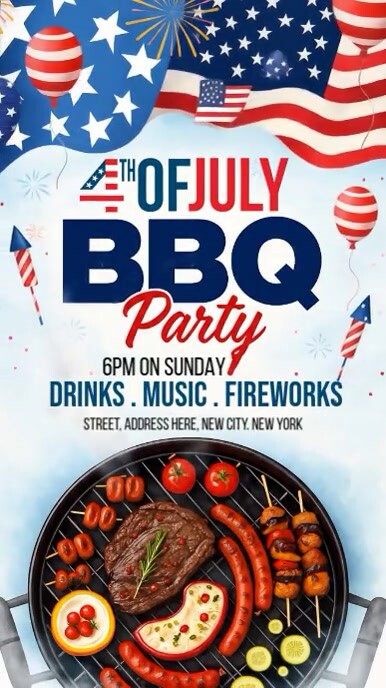 Illustrative 4th Of July Bbq Party Instagram Story template