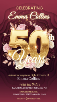 Illustrative 50th Birthday Invitation Instagram Story template