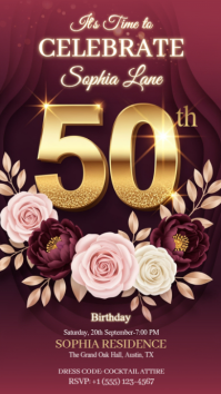 Illustrative 50th Birthday Invitation Instagram Story template