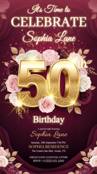 Illustrative 50th Birthday Invitation Instagram Story template
