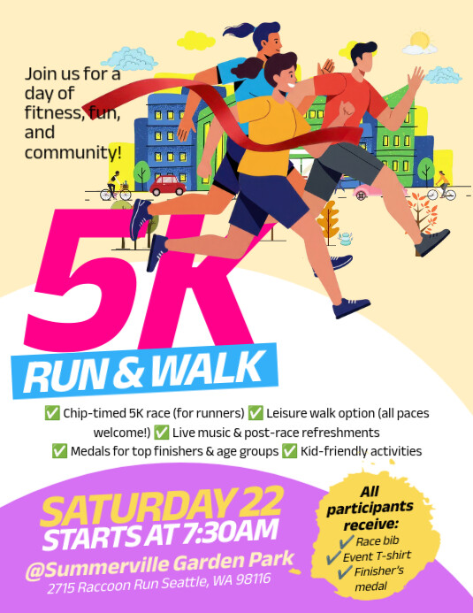 Flyer Kilometer Flyer 5k Runs Illustrative 5k Run Walk Flyer (us