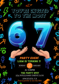 Illustrative 6-7 Sports Birthday Invitation A4 template