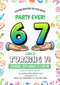 Illustrative 6-7 Sports Birthday Invitation A4 template