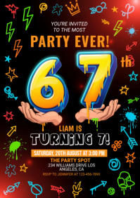 Illustrative 6-7 Sports Birthday Invitation A4 template