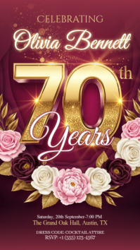 Illustrative 70th Birthday Invitation Instagram Story template