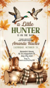 Illustrative A Little Hunter Clothes Baby Shower Invitation Instagram Story template