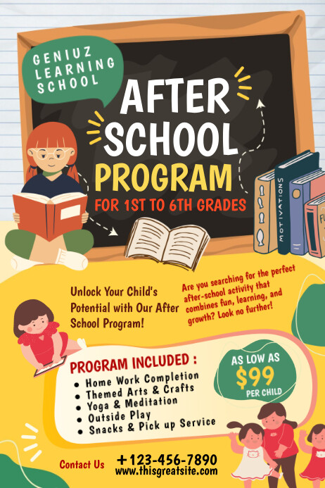 Illustrative After School Program Poster Template | PosterMyWall