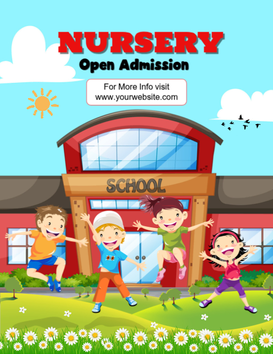 illustrative and minimal nursery school admission flyer Template ...