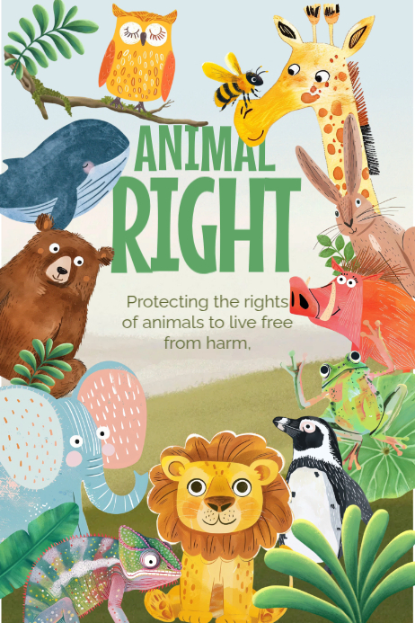 Rabbit Rights Poster White Animal Rights Posters Template | PosterMyWall