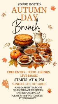 Illustrative  Autumn Brunch Invitation Instagram Story template