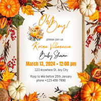 สีขาว Baby Shower Invitation Wpis na Instagrama Template