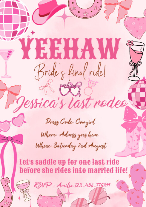 Illustrative Bachelorette Party Invitation A4 template