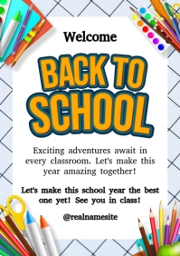 Illustrative Back To School A2 template