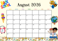 White August 2026 Calendar A4 Template