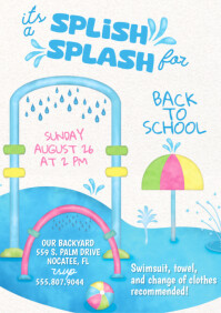 Illustrative Back To School Swimming Party A4 template