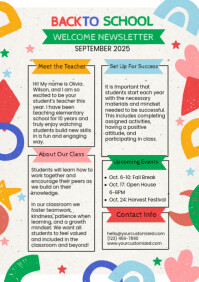 Illustrative Back To School Welcome Newsletter A4 template